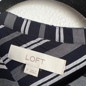 EUC LOFT Navy and White Striped dress, size Medium